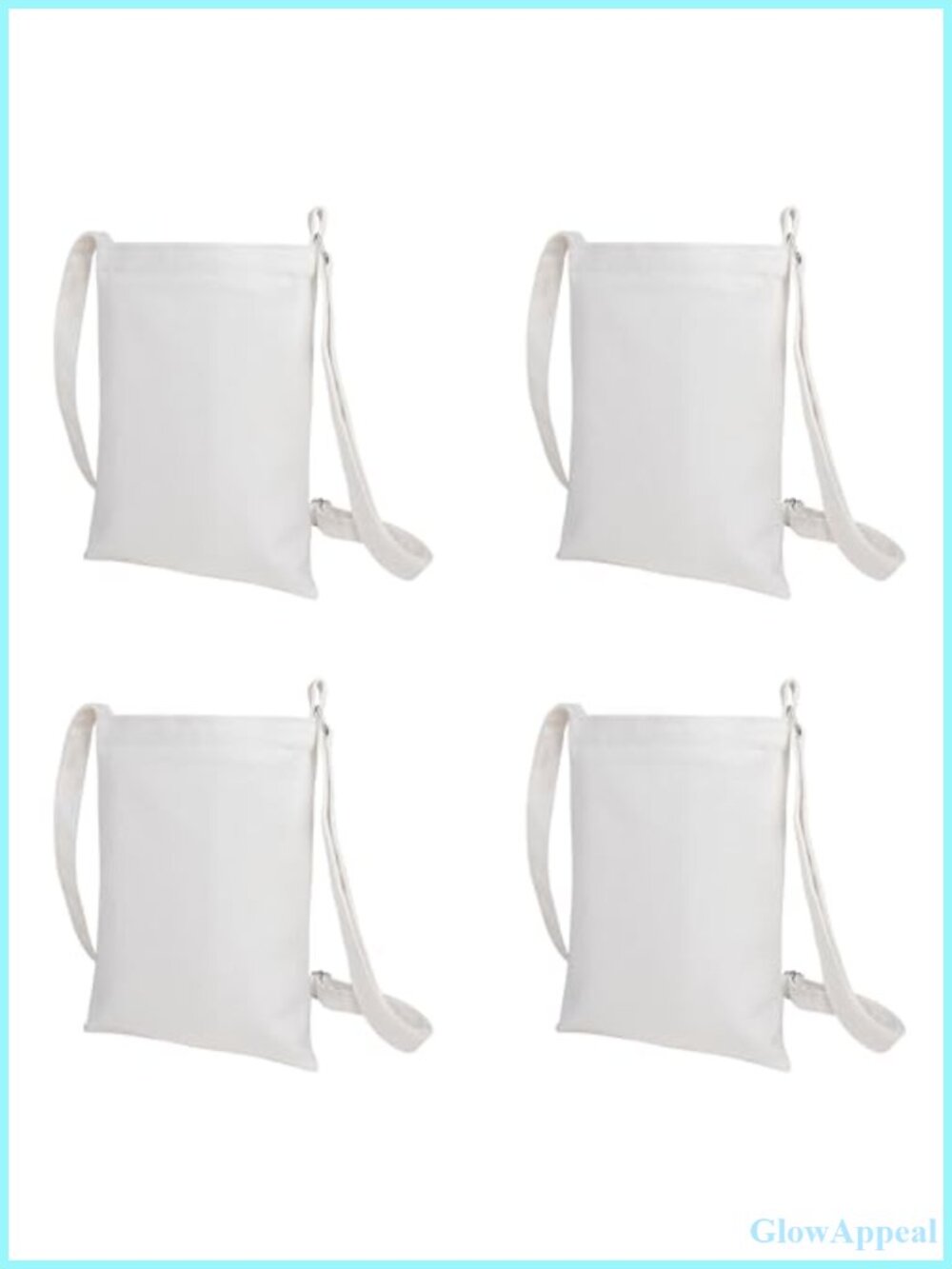 4 Pack Small Crossbody Canvas Zipper Bags DIY Craft Adjustable Strap